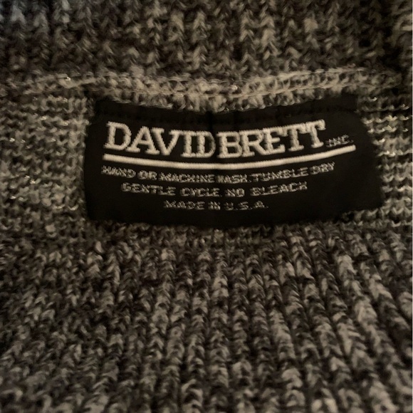 Vintage David Brett Mock Turtleneck Long Sleeve Sweater Grey on Grey Ladies M/L - Picture 4 of 8